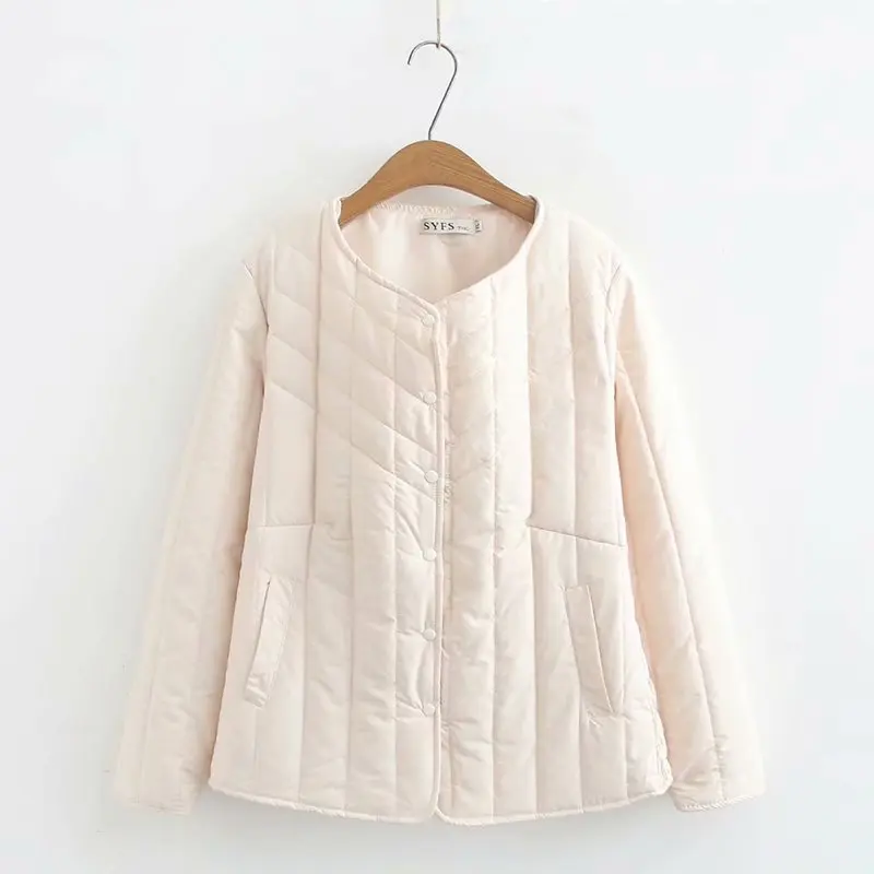 beige NewBang 4XL Плюс Размер легкое хлопковое пальто женское зимнее теплое Linner пальто без воротника на молнии Feamale тонкие куртки - Цвет: beige