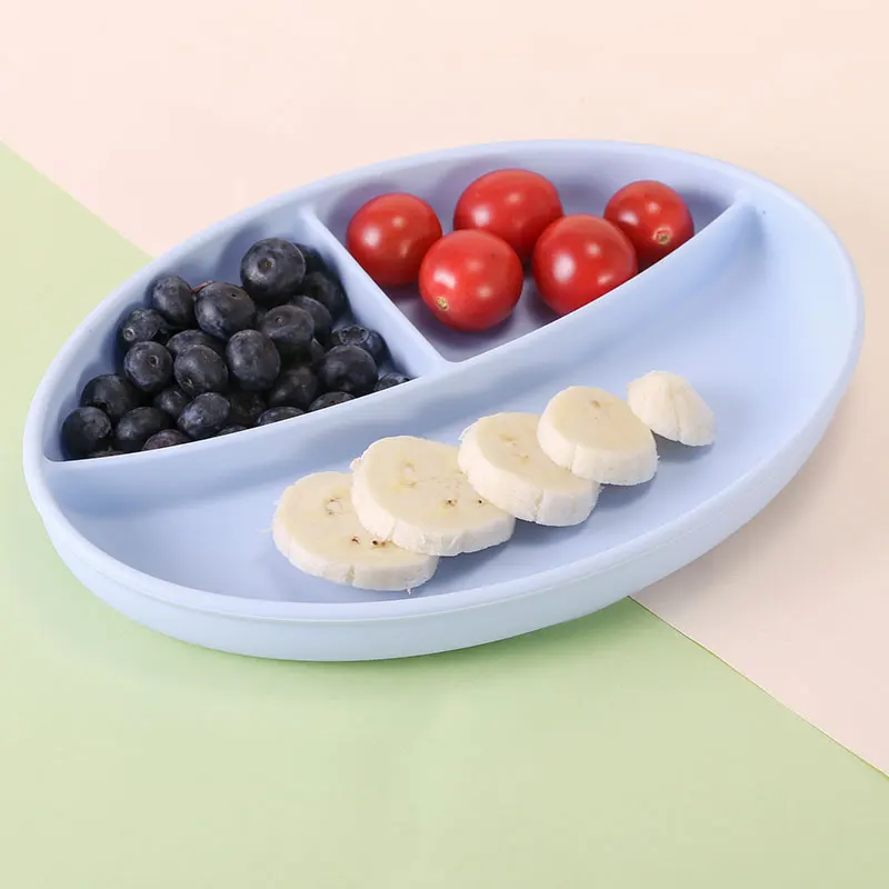 

10pcs Baby Silicone Dinner Plate With Suction Cup Anti-slip With Non-Slip And Subsidiary Kids Feeding Dinner Plates Bowls