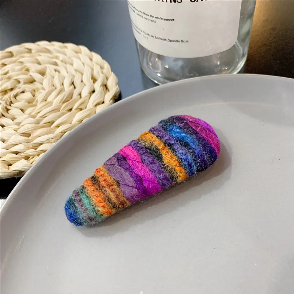 Colorful 1 Детские заколки для волос, женские заколки для девочек, твид, детская боковая заколка, шерстяные заколки, зимние аксессуары для волос, милые детские заколки для волос, новинка - Цвет: Colorful 1