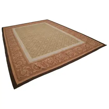 

294x416 Cm Brown Handmade Aubusson Rugs-10x14 Ft