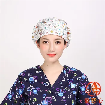 

All cotton print surgical cap beautician cap ICU female doctor nurse work cap