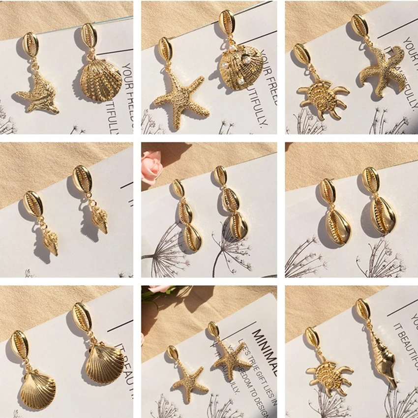 

Cxwind Ocean Seriese Earring Sea Conch Shell Dangle Earrings Jewelry for Women Summer Gifts Wedding Statement Heart Paw Earrings