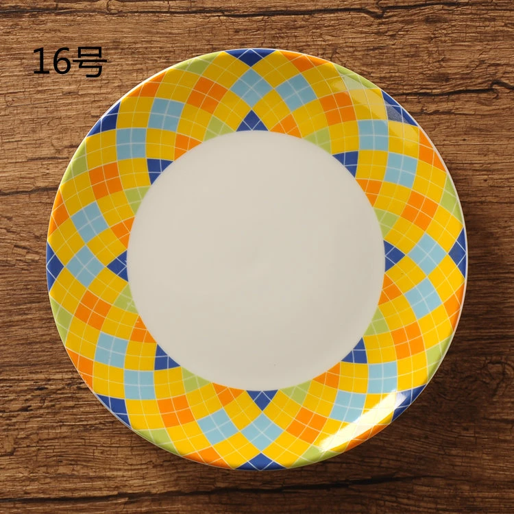 Оригинальность ручной керамики посуда тарелка костюм круглый бытовой блюдо диски для выпечки стейк диск для завтрака европейский стиль - Цвет: A