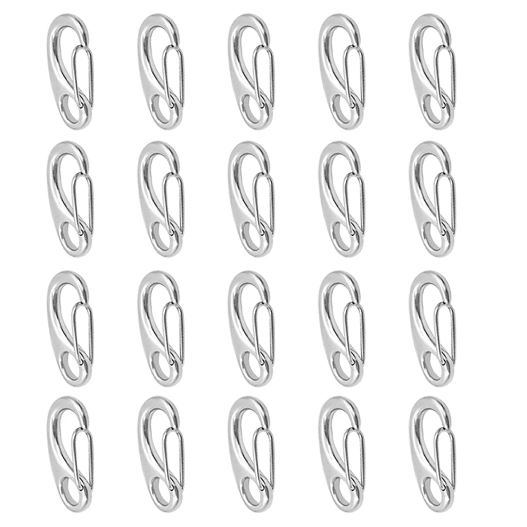 20x Stainless Steel Spring Clip Snap Hook / Lobster Claw 50 x 18 mm
