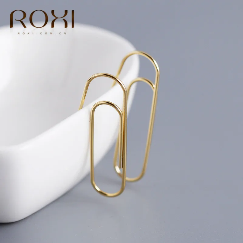 ROXI, панк, персональные безопасные серьги-гвоздики, серьги-гвоздики, ювелирное изделие, 925 пробы, серебряные, бумажные клипсы, проколы, серьги для женщин