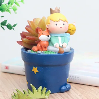 

1 piece Succulent Planter Small ornament Cute Prince Pots Resin Little Boy Flowerpot Bonsai Garden Yard Decor Birthday gifts