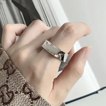 

925 Silver Square Geometric Rings Jewelry Minimalism Charm Anel Bohemia Jewelry Vintage Boho Bague Femme Anelli Rings for Women