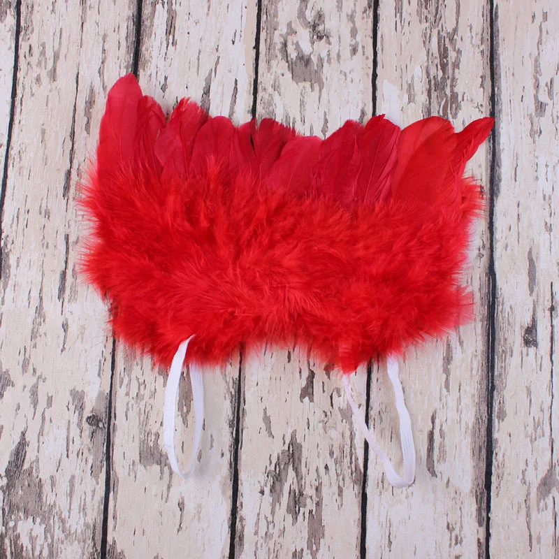 1pc red 1 комплект; Модный ободок с пером и кружевом и крыльями ангела для новорожденных детей; реквизит для студийной фотосъемки - Цвет: 1pc red