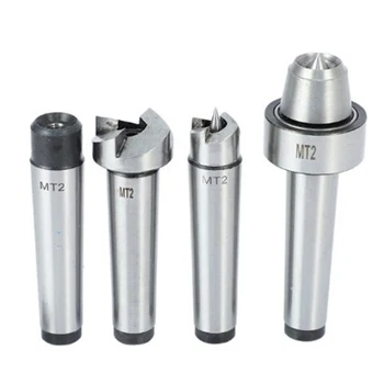

4Pcs Mt2 Live Center Driver Dead Center with Wooden Case for Metalworking Wood Lathe Turning Tools