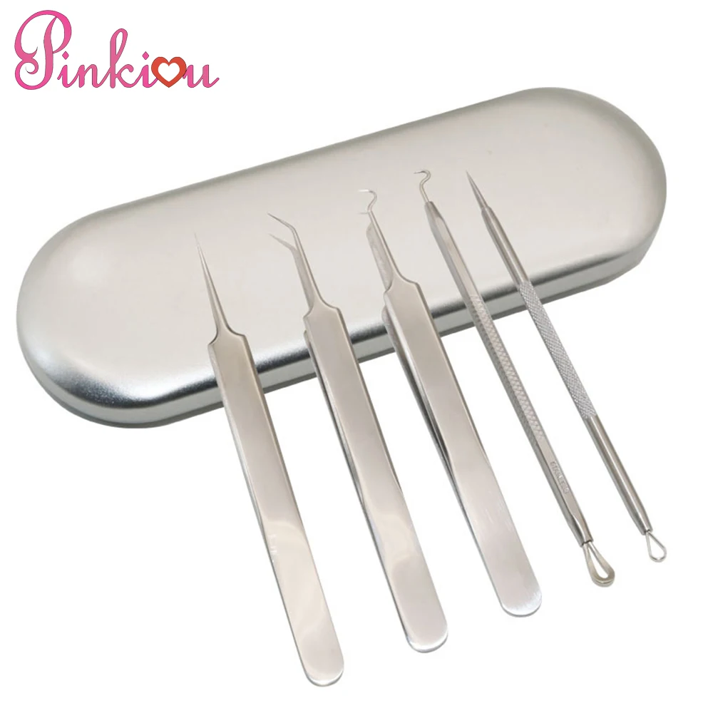 

5Pcs/Set Pinkiou Stainless Steel Blackhead Extractor Acne Vacuum Knitting Needles Blackhead Remover Tool Facial Cleanser