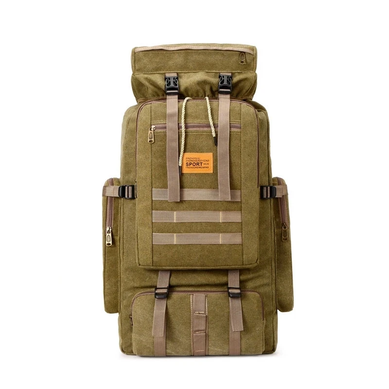 Khaki 75L Открытый военный походный рюкзак Водонепроницаемый тактический туристический Кемпинг большая емкость Molle Спортивная военная сумка - Цвет: Khaki