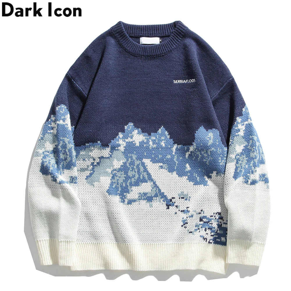 

Свитер DARK ICON Mountain для мужчин и женщин, мужские свитера в Корейском стиле, зимняя одежда для пар