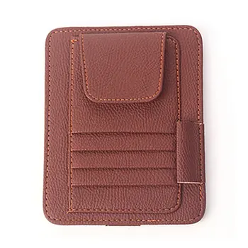 

Leather Car Sun Visor Paper Clip Multifunction Sunglass Cards Organizer