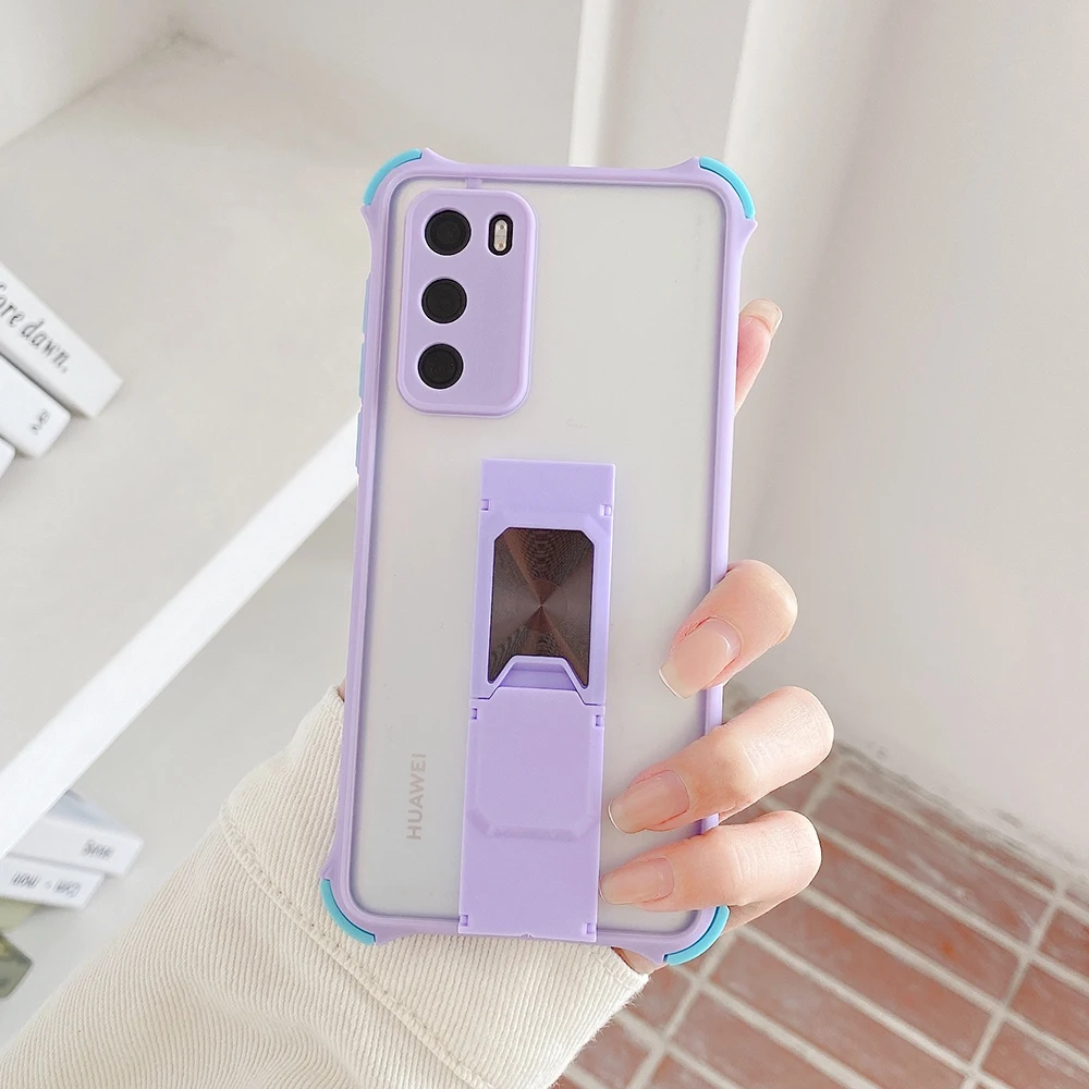Corners Shockproof Bracket Phone Case For Samsung A32 A52 A72 A42 S21 S20 S10 S9 Plus Soft Clear Camera Protaction Cover | Мобильные