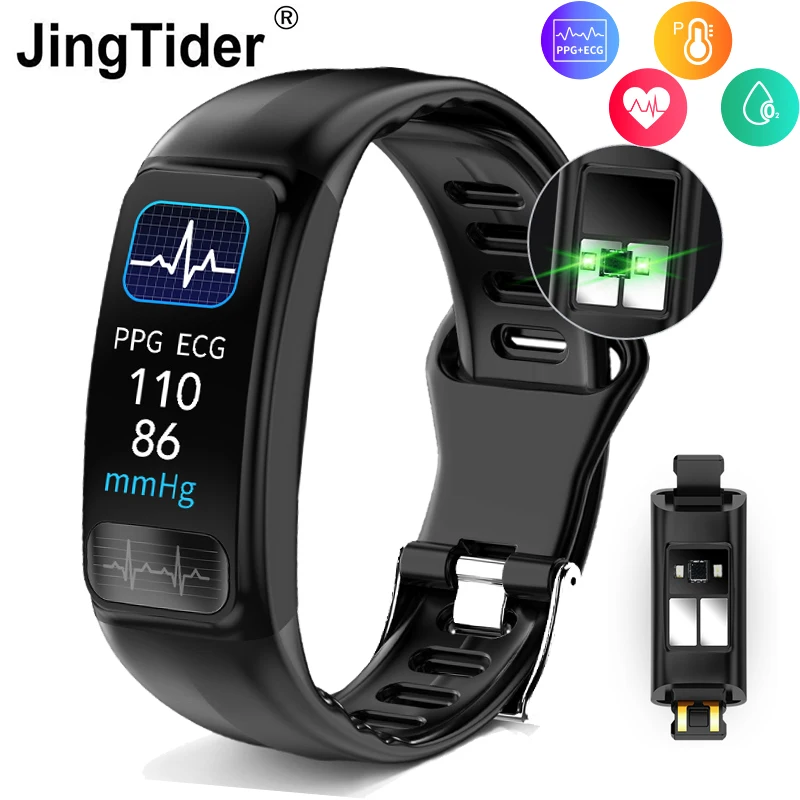 

P12 ECG PPG SPO2 Smart Bracelet Heart Rate Blood Pressure Oxygen Monitor SmartBand IP67 Waterproof Call Remind Sport Smart Watch