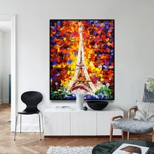 Paris Tower Impressisionist Canvas Painting Calligraphy Poster And Print Home Decor Picture for Living Room Bedroom Bathroom