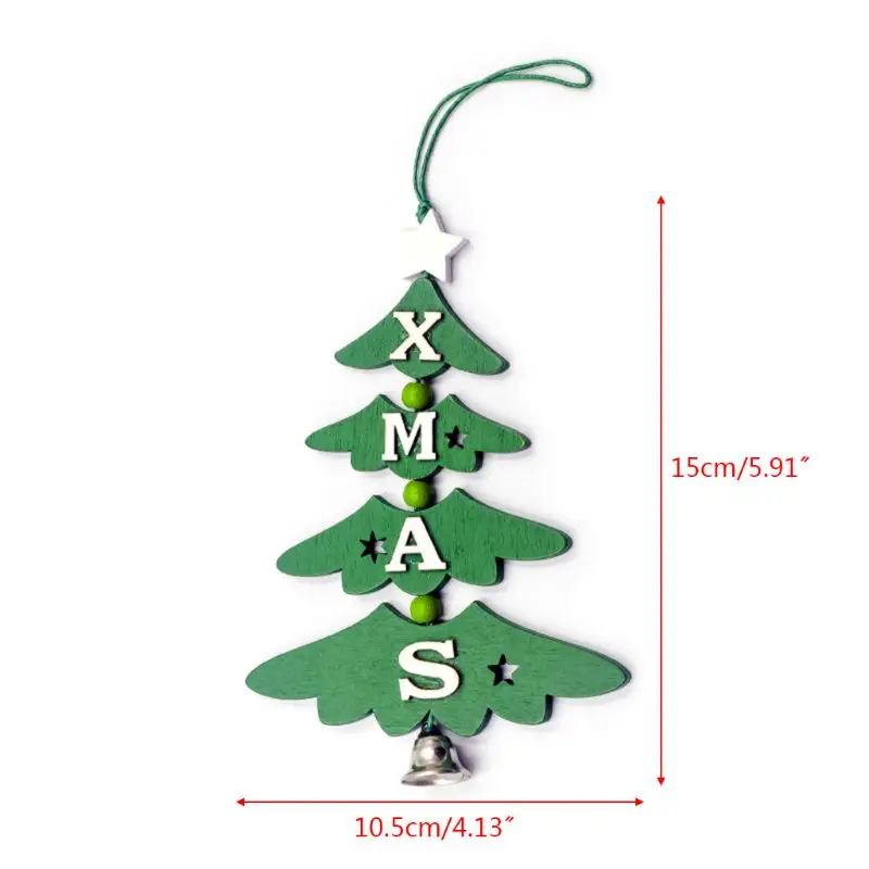 

Xmas Alphabet Wooden Christmas Tree Bell Hanging Pendant Ornament DIY Wood Crafts Kids Gift for Home Party Decoration