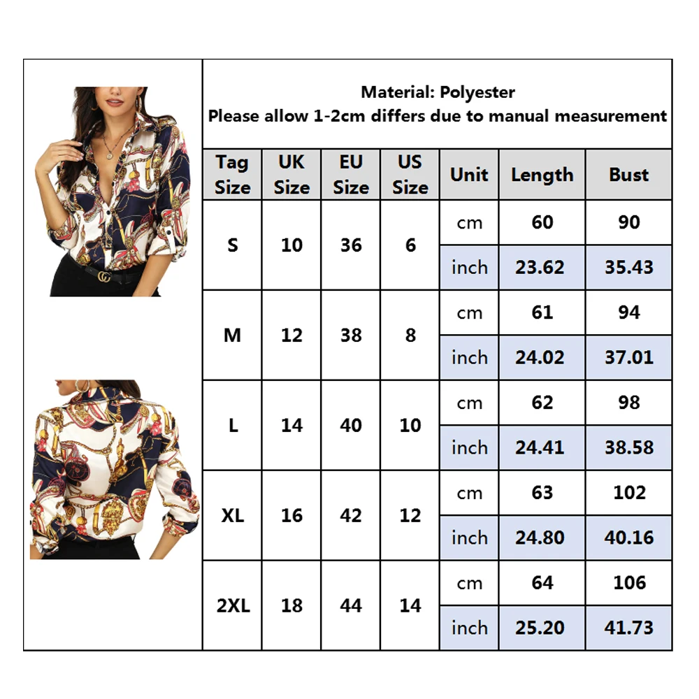 Женская рубашка с принтом цепи, Осенние Топы и блузки, Офисная Женская винтажная блуза с принтом и длинным рукавом, женская блуза Mujer De Moda D30