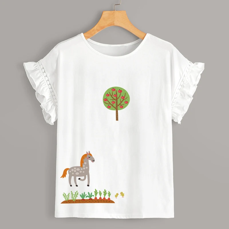 Farm Animals Appliques Iron On Patches For Kids Clothes Decoration Easy To Wear Diy Tshirt Heat Transfer Vinyl Stickers
