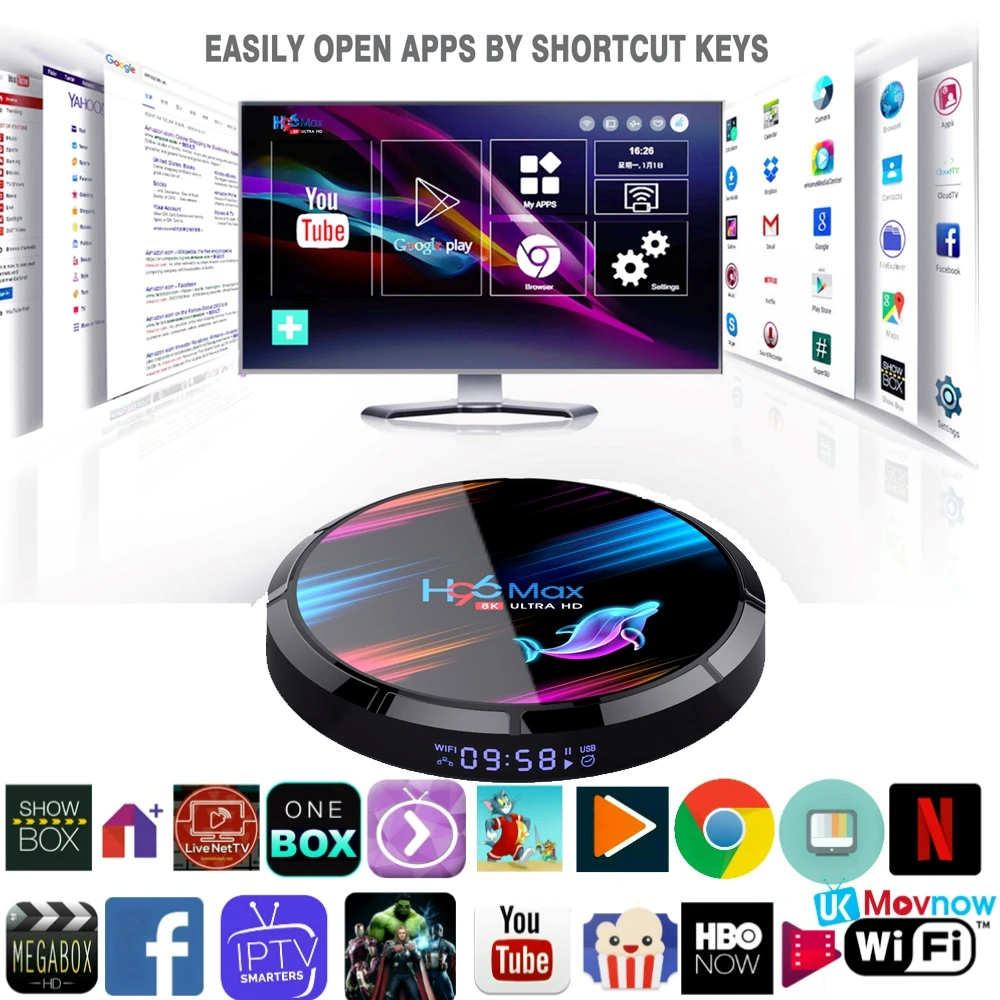 

Android Tv box 9.0 H96 MAX x3 4G 32GB 64GB Android 9.0 set top box Bluethooth 2.4/5.0G WiFi 8K 3D Google Play Smart Tv box