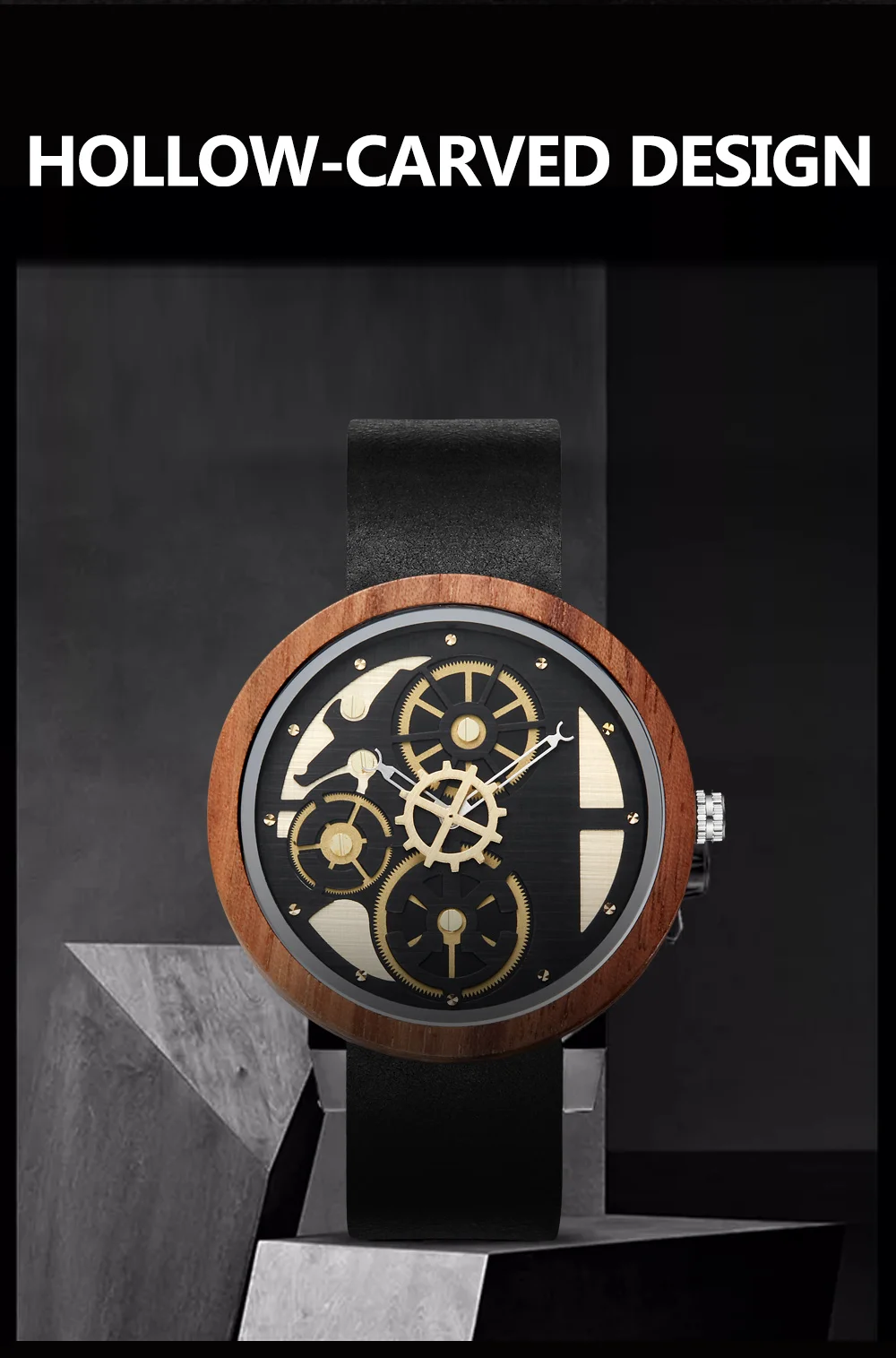 de pulso com pulseira de couro Quartz Movement Calendar