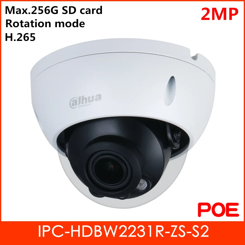 

Dahua POE 2mp IP Camera Smart IR 40m H.265 Support 256G Sd card Waterproof IP67 2.7mm-13.5mm Security Camera IPC-HDBW2231R-ZS-S2