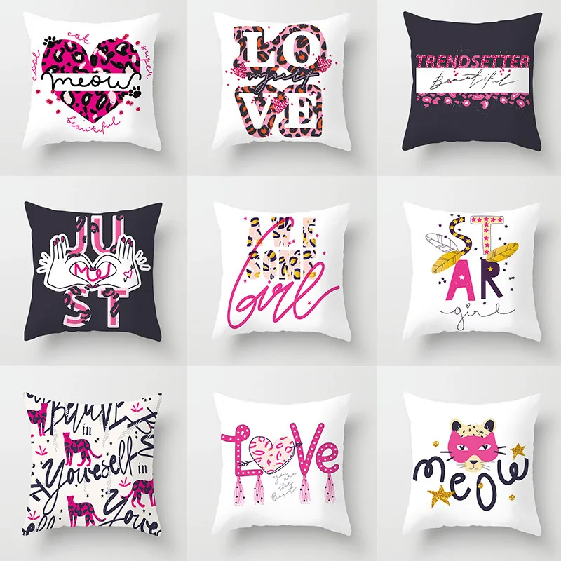 

Pillow case 45*45CM Pink Leopard Printed Pillowcase Home Sofa Pillow Cushion Cover Decorative Pillowcase