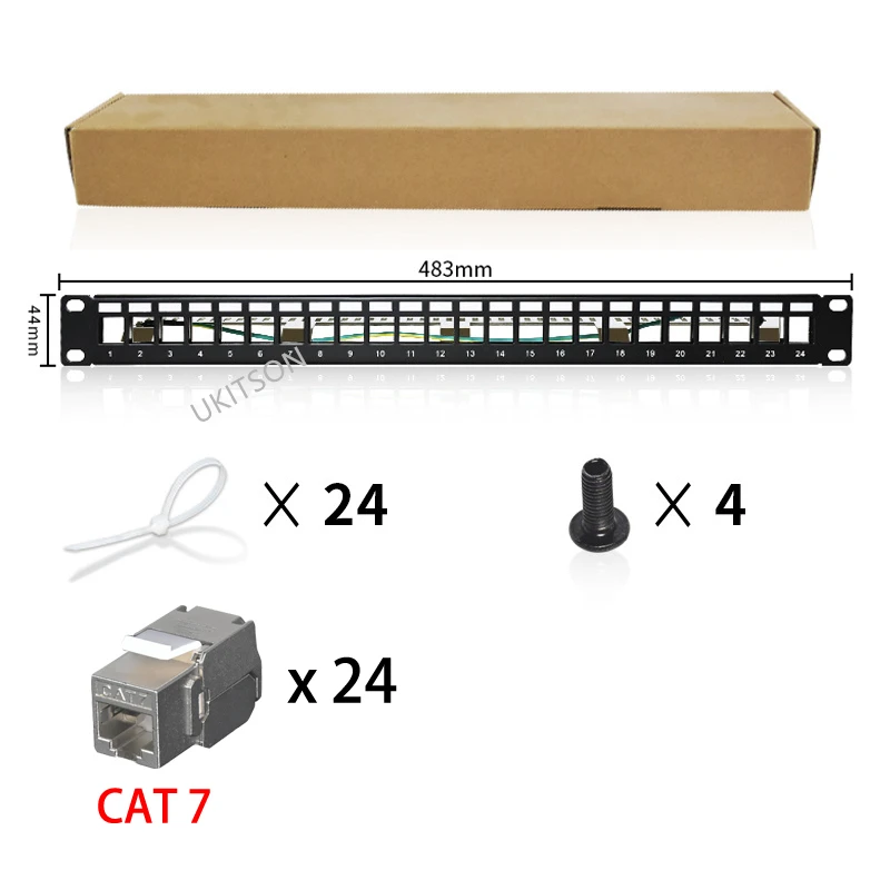 Suporte de Rede para Montagem em Parede Jack de Pedra de Chave Lan com Cat7 Portas Painel Patch Ftp Cat6a Cat6 Shielded 19 24 1u - Image 6