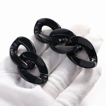

AMORCOME Simple Asymmetric Acrylic Drop Earrings for Women Trendy Black White Long Chain Fashion Party Jewelry Couple Gifts