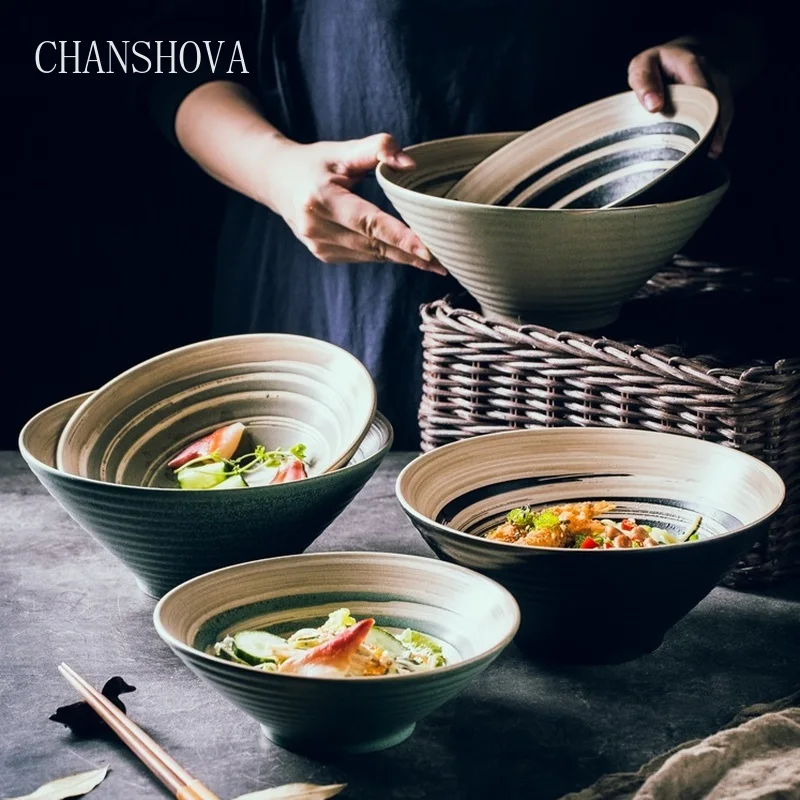 

CHANSHOVA Chinese Style Underglaze Painting High-capacity Ceramic Bowl Porcelain Mixing Bowl Tableware Kitchen Utensils H139