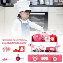 Деревянный набор кухонных игрушек с раковиной шкафами безопасный материал прочный ролевые игрушки набор для маленьких девочек розовый