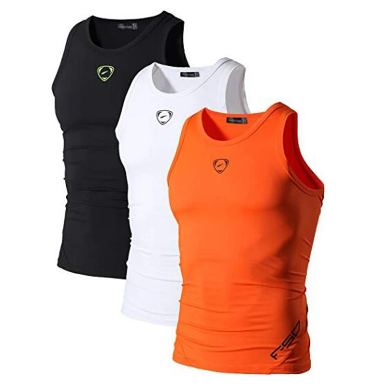 Jeansian 3 Pack Sport Tank Tops Tanktops Sleeveless Shirts Running Grym Workout Fitness Slim Compression LSL3306