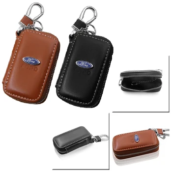 

1pcs Leather Car Badge Key Chain Case Car Keyring Package for Ford Mk2 Mk3 Mk4 Mk5 Mk7 Fiesta FOCUS 2 3 4 5 Car Accessories