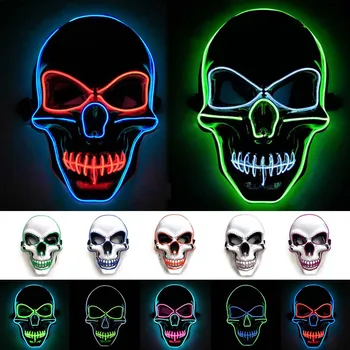

LED Halloween Mask Glowing in Dark Luminous EL Wire Mask for DJ Cosplay Party Night Club Costumes Neon Masks Halloween Props