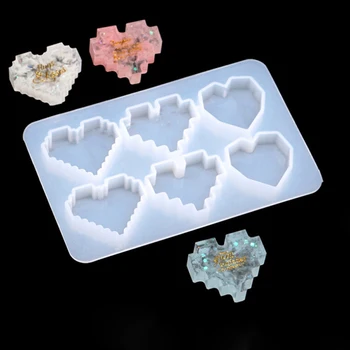 

UV Resin Silicone Pixel Love Heart Shape Jewelry Making Epoxy Mould Tool Craft