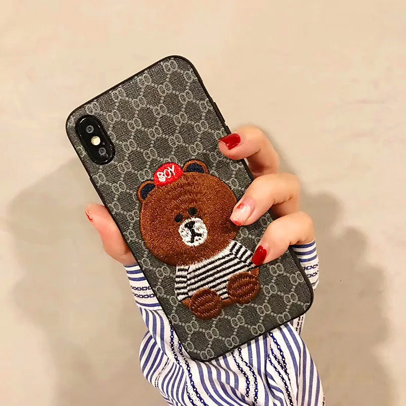 VOZRO Роскошный вышитый мультяшный медведь чехол для телефона для IPhone 6 6s 7 8 Plus X XR XS 11 Pro Max в полоску для IPhone 11 чехол