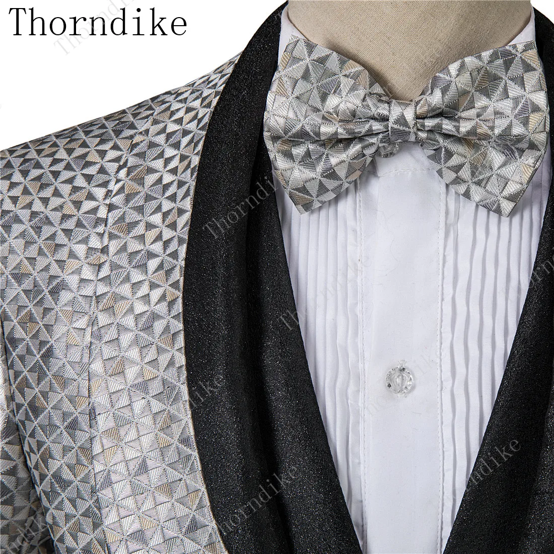 Thorndike серебристые жаккардовые облегающие костюмы для закусок новые мужские