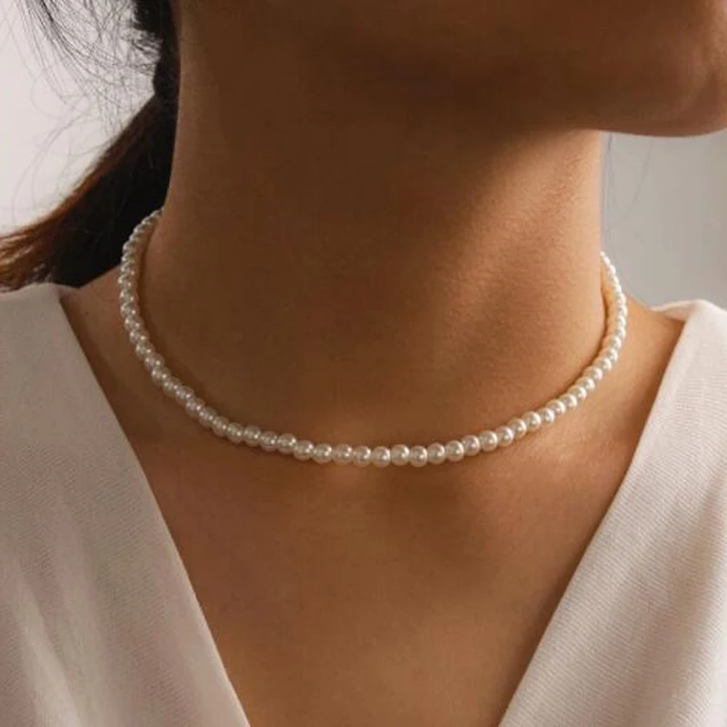 Women Fashion Vintage Pearl Necklace Party Necklace Elegant Chain Retro Accessories All Match Necklace Streetstyle Necklace