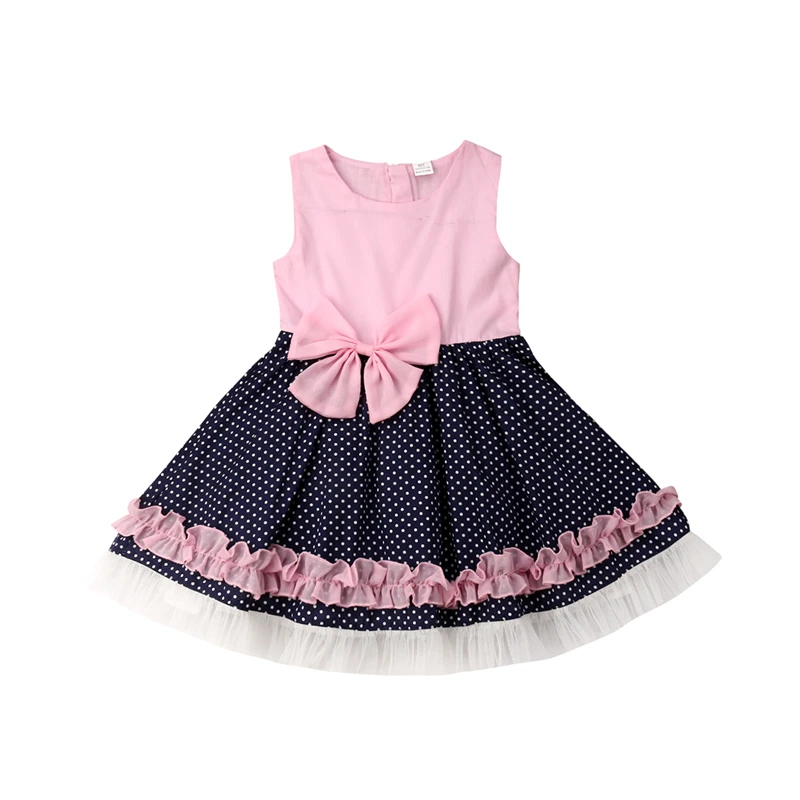

Toddler Baby Girls Dress 2019 Summer Princess Sleeveless Polka Dots Sleeveless Bow Party Pageant Dress Clothes Costume Clothing