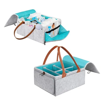 

Felt Cloth Storage Bag Foldable Baby Large Size Diaper Changing Table Organiser Toy Storage Basket Car Travel Organizer