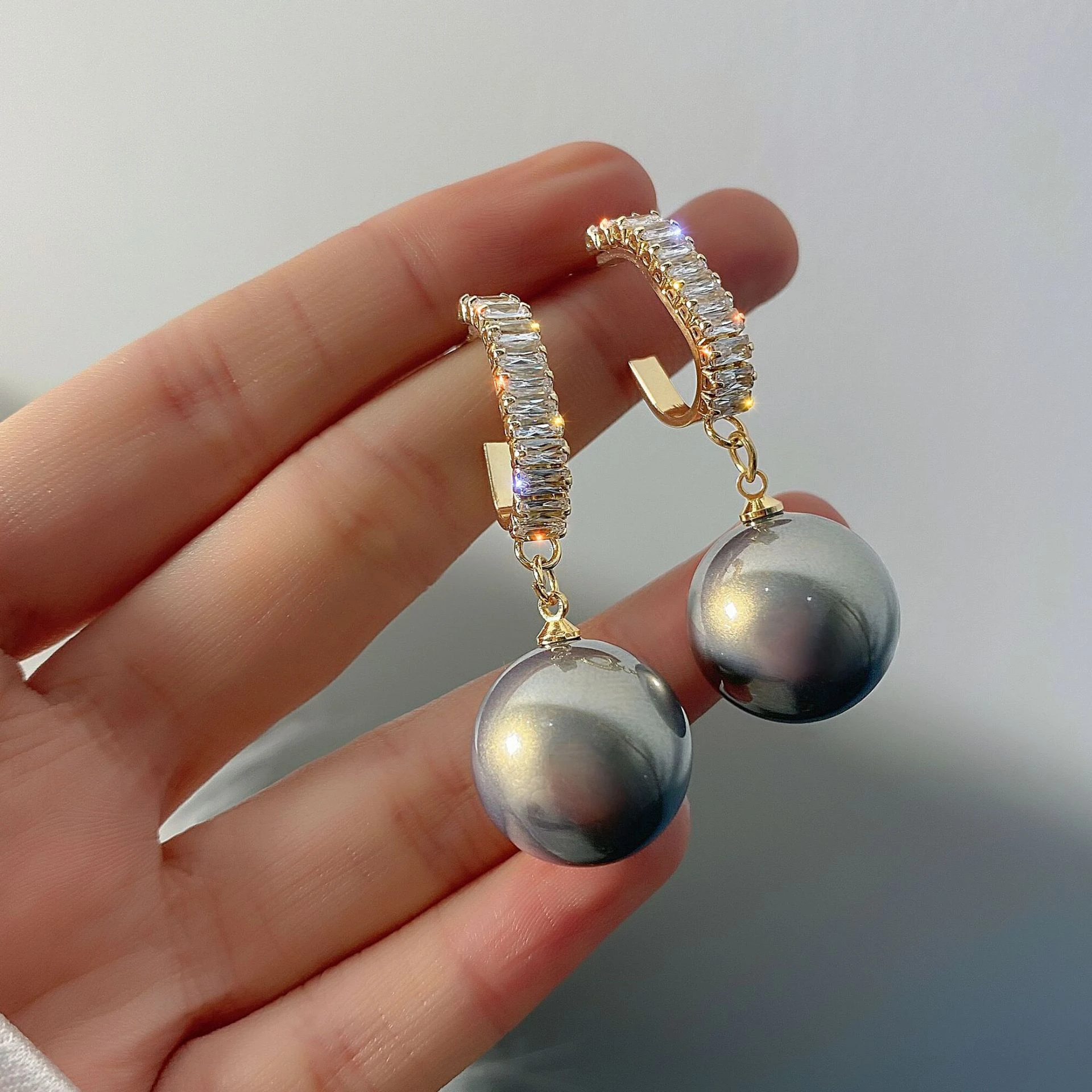 Pendientes colgantes de perlas blancas y grises para mujer y niña, aretes grandes de estilo barroco joyería de moda, regalos|Pendientes con forma de gota| - AliExpress