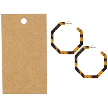 

2x Acrylic Earrings Hoop Resin Earrings Geometric Octagon Statement Stud Earrings & Cards 200-Pack Earring Card Holder