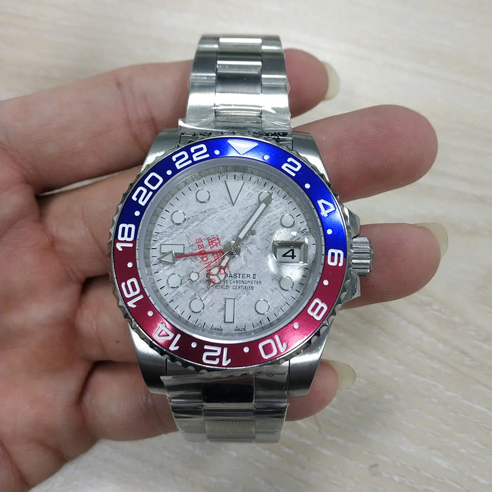 

Gmt Watch Luxury Brand Automatic Mechanical Watch Men 40 Mm Meteorite Dial Date Luminous Clock Men Watch AAA
