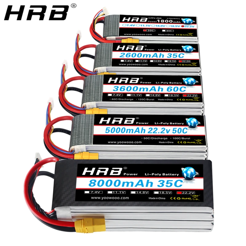 HRB 6S 22 2 V Lipo батарея XT90 1800mah 2200mah 2600mah 3300mah 4000mah 5000mah 6000mah 8000mah 12000mah 16000 22000mah RC части |