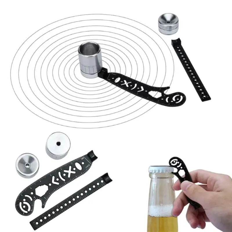  Multi Function Drawing Ruler Magnetic EDC Tool Mini Wrench Bottle Opener Compass Protractor Drawing