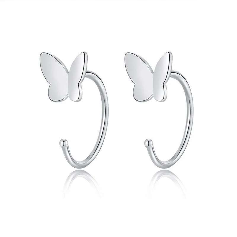 Simple Temperament Butterfly Heart stud Moon Hoop EarringBone Ring Piercing Small Ear Hook Earrings Female Jewelry Gift kolczyki