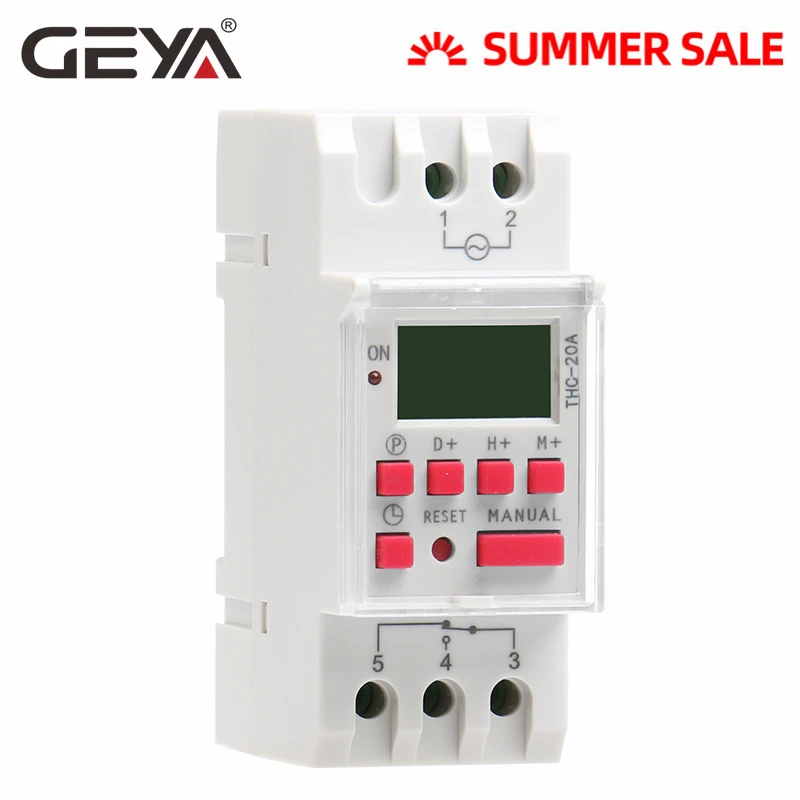 GEYA THC 20A Weekly Programmable Timer with Battery 7 Days Timer Switch