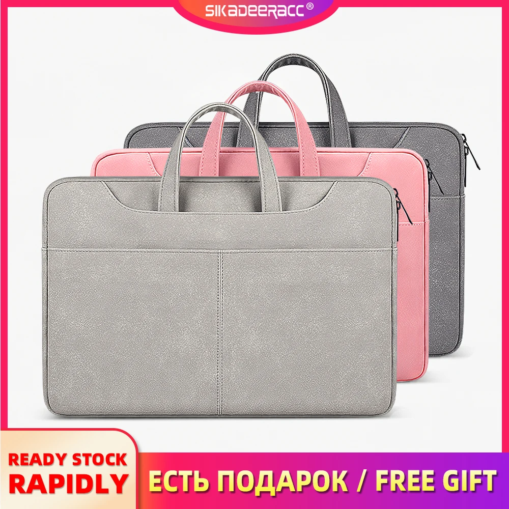 

Portable Laptop Bag Briefcase Portable PU Leather Computer Handbags Zipper Macbook 13.3 14.1 15.4 15.6 Inch Slim Dustproof Bag