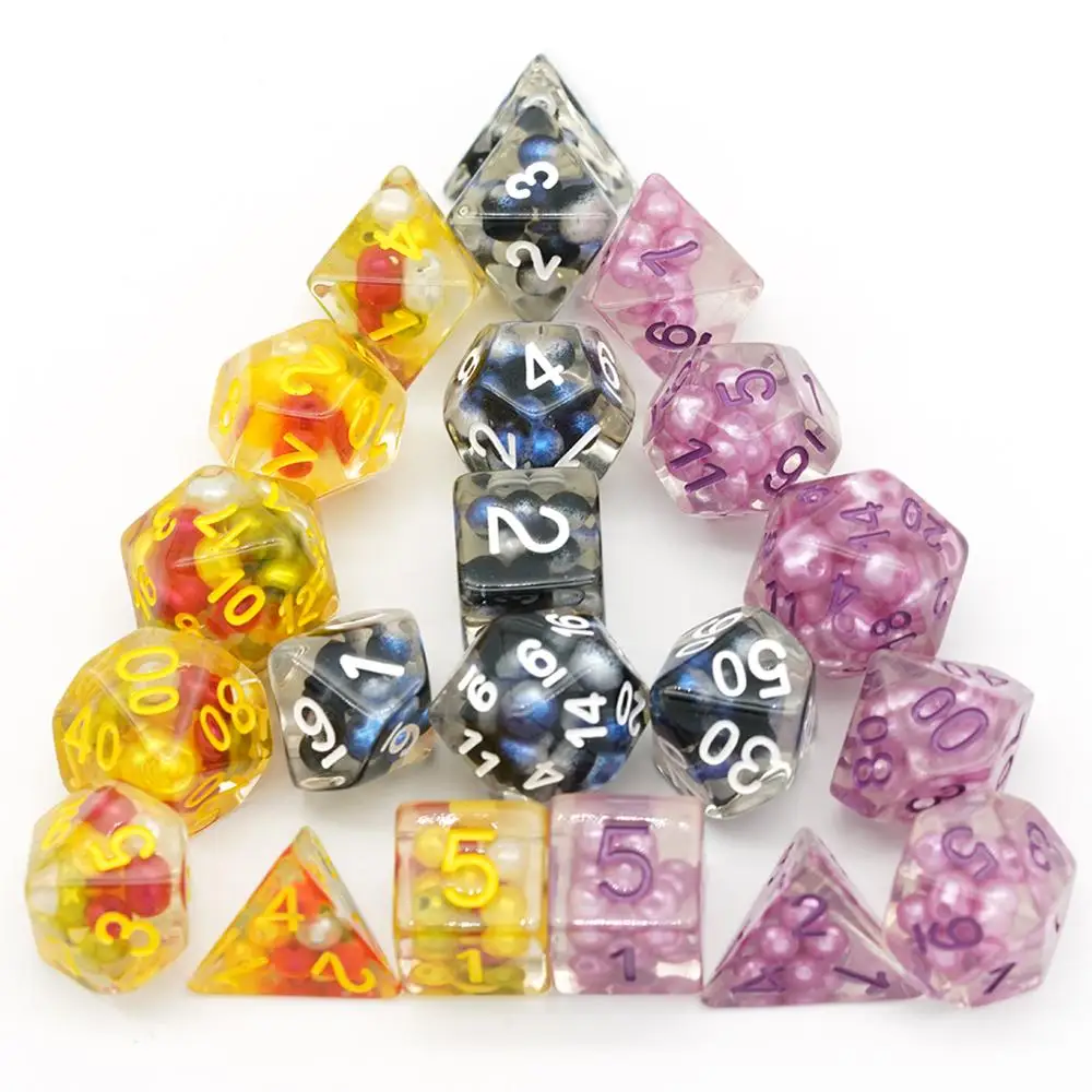 7pcs/set Bead DND Dice D&D Dice D4 D6 D8 D10 D D12 D20 Polyhedral Games Dice Set for Dungeons
