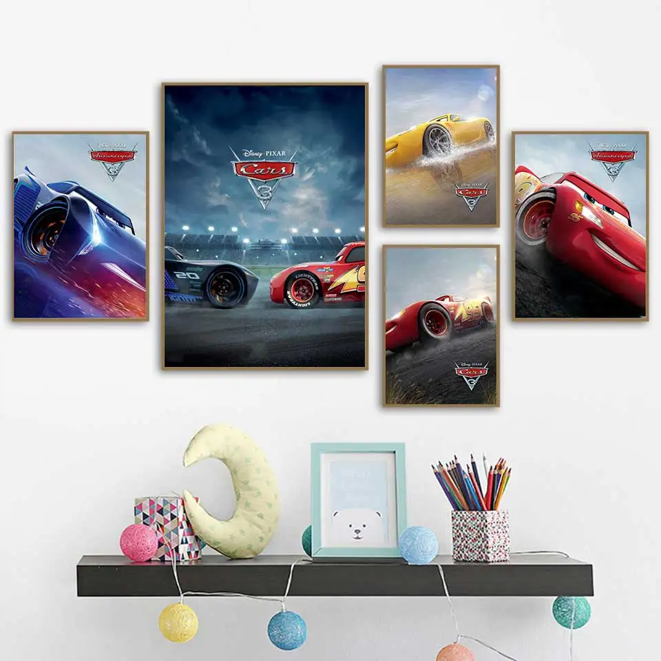 Автомобильный 3 lightning mcqueen постеры и принты современный скандинавский настенный